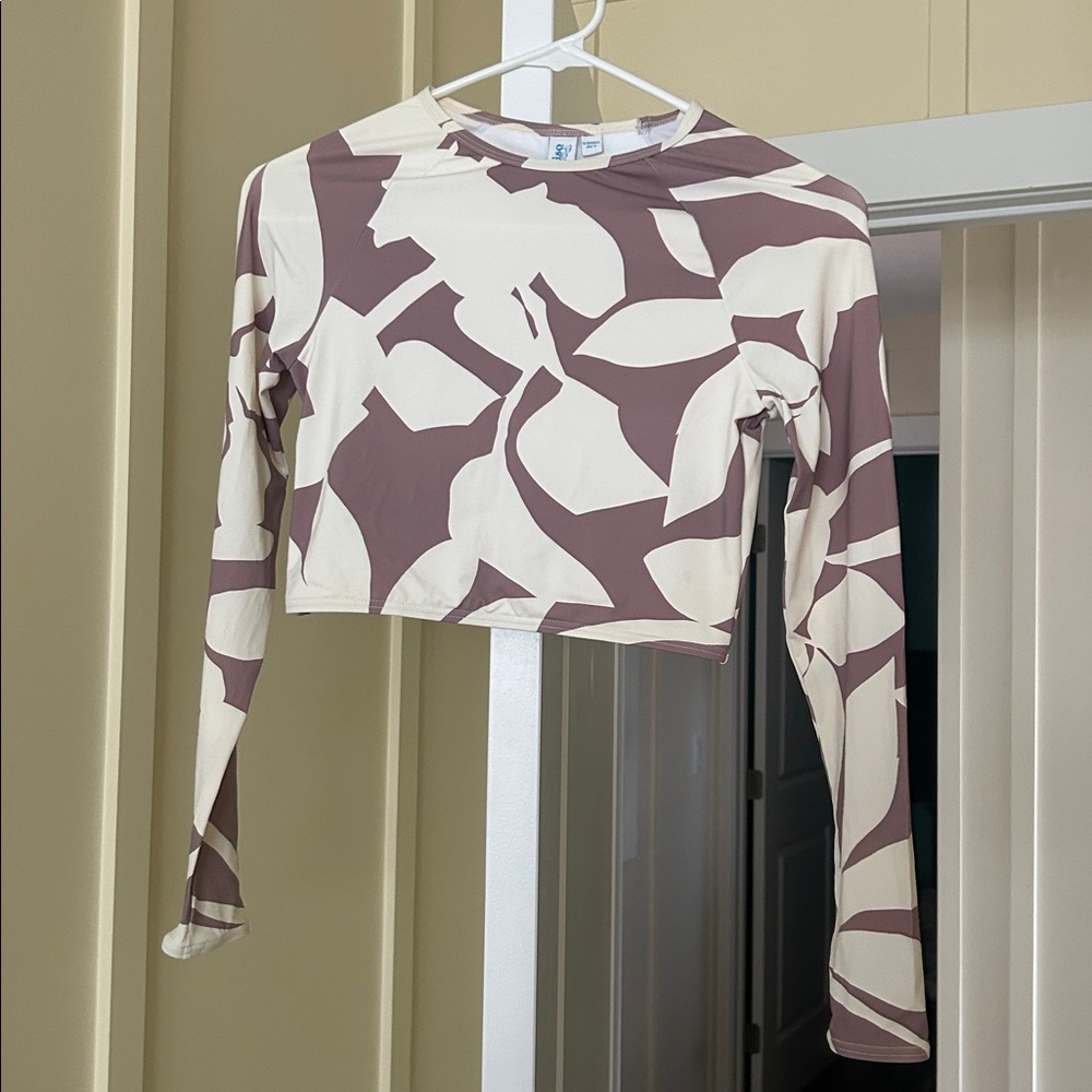 Poolside Paradiso swim surf rashguard crop top XS NEW